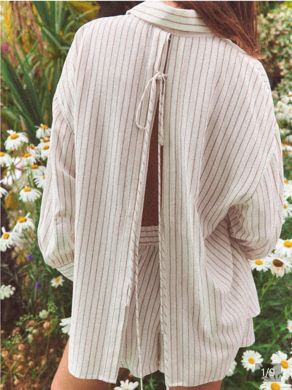 Zara Cream Stripe Button-Up Shirt with back detailing